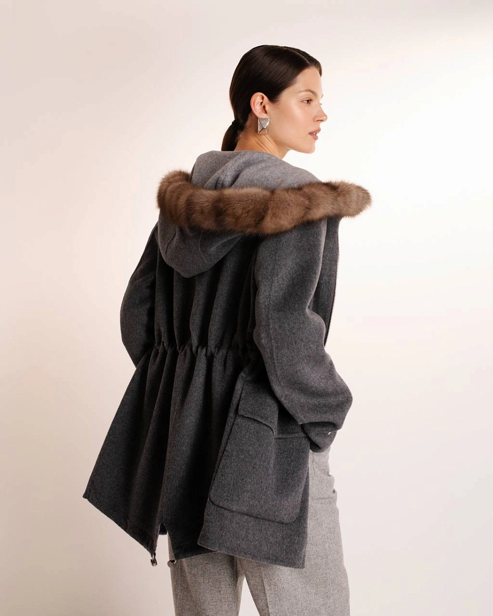 Кашемировая парка с мехом соболя