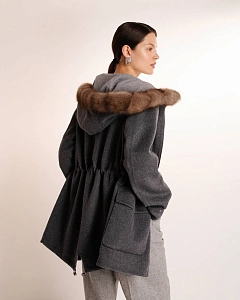 Кашемировая парка с мехом соболя