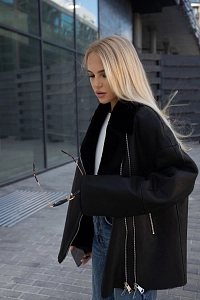 Дубленка две молнии BLACK