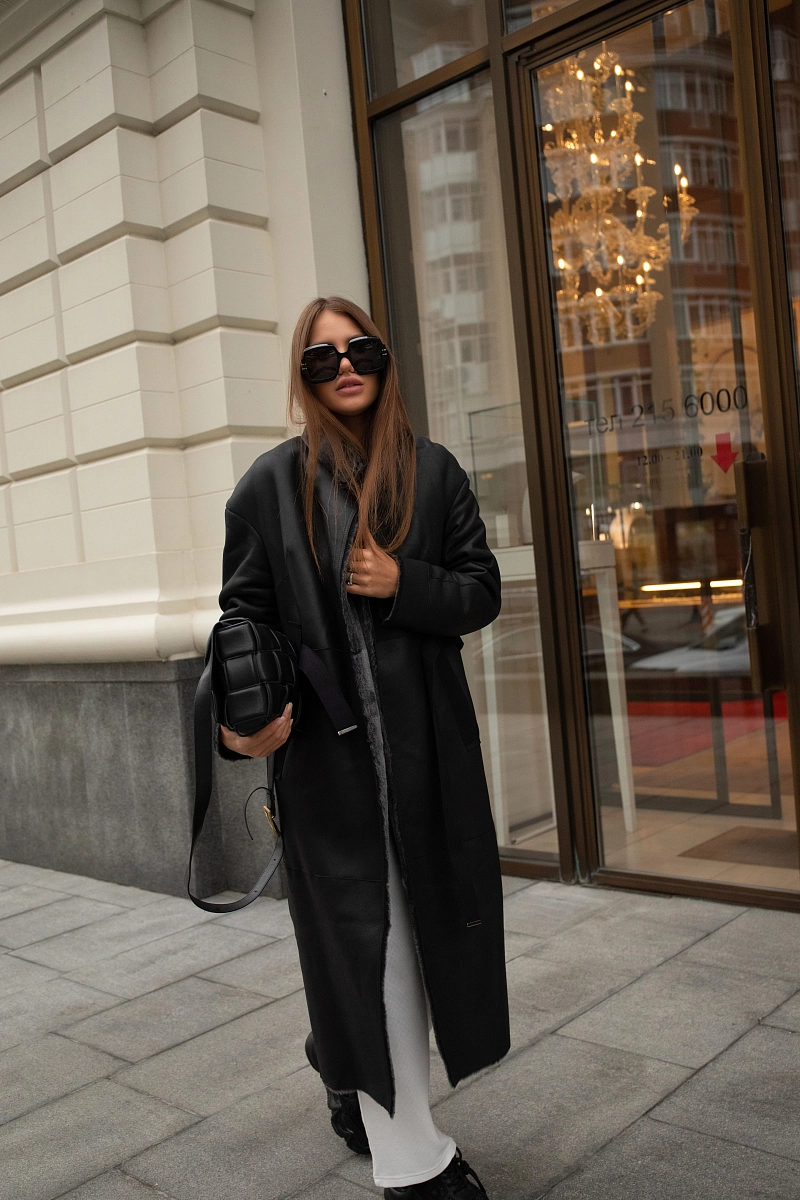 Дубленка Халат BLACK GRAY