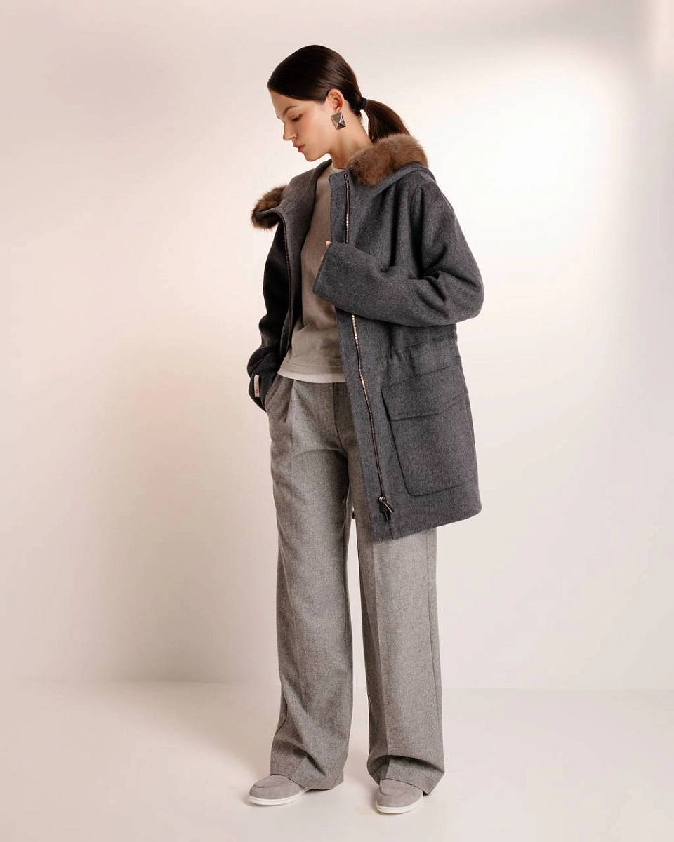 Кашемировая парка с мехом соболя