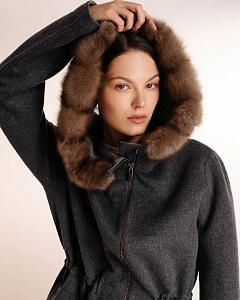 Кашемировая парка с мехом соболя