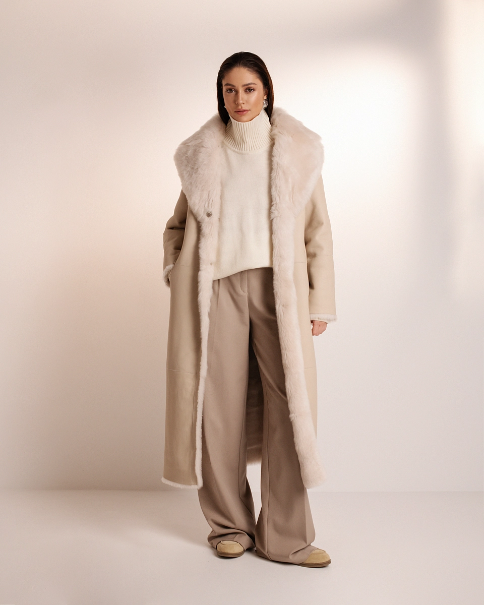 Двустороняя шуба из кашемировой овчины 