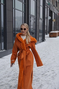 Пальто кашемировое двустороннее с капюшоном