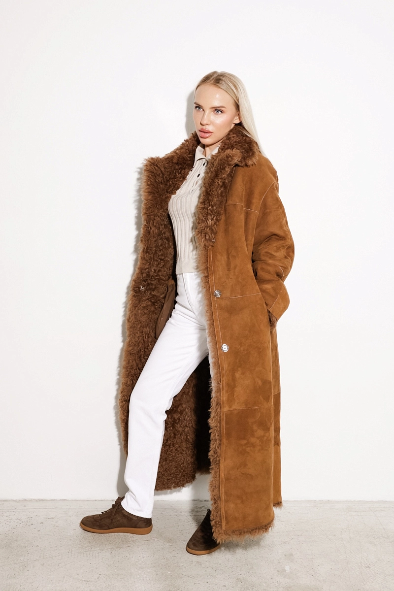 Двустороняя шуба дубленка из овчины 