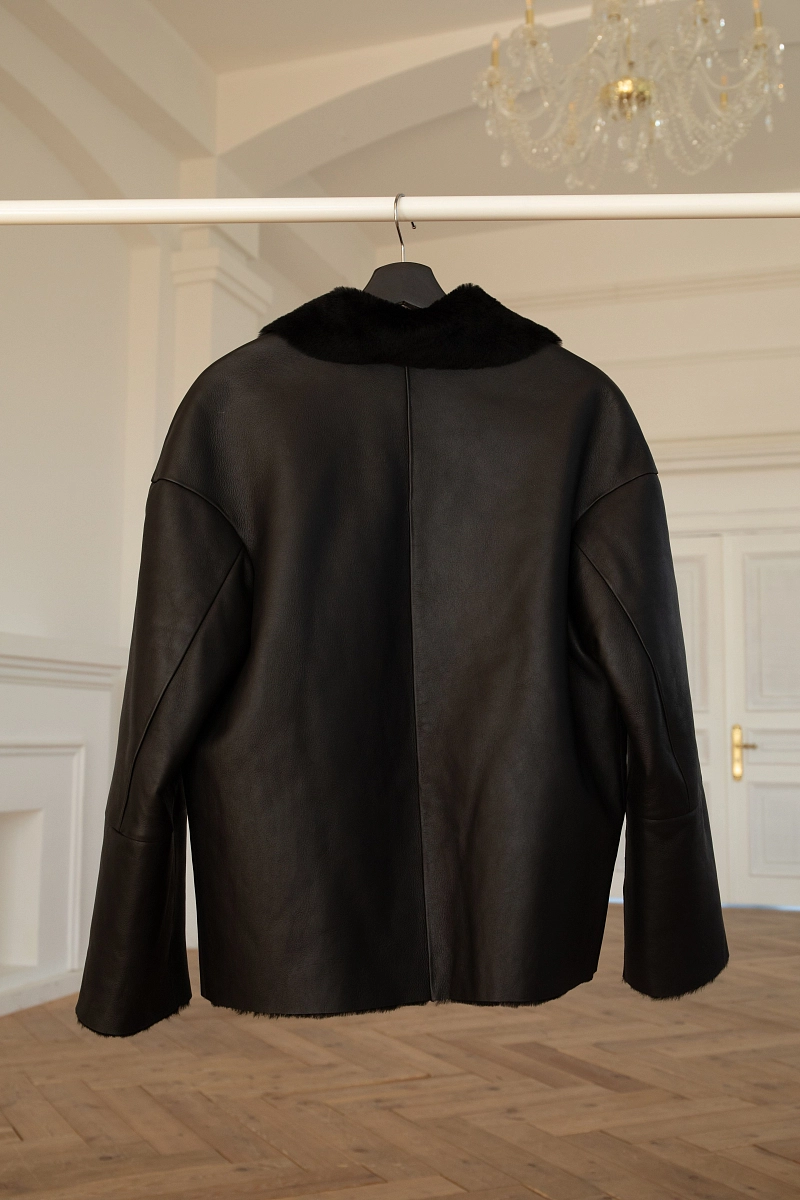 Дубленка две молнии BLACK