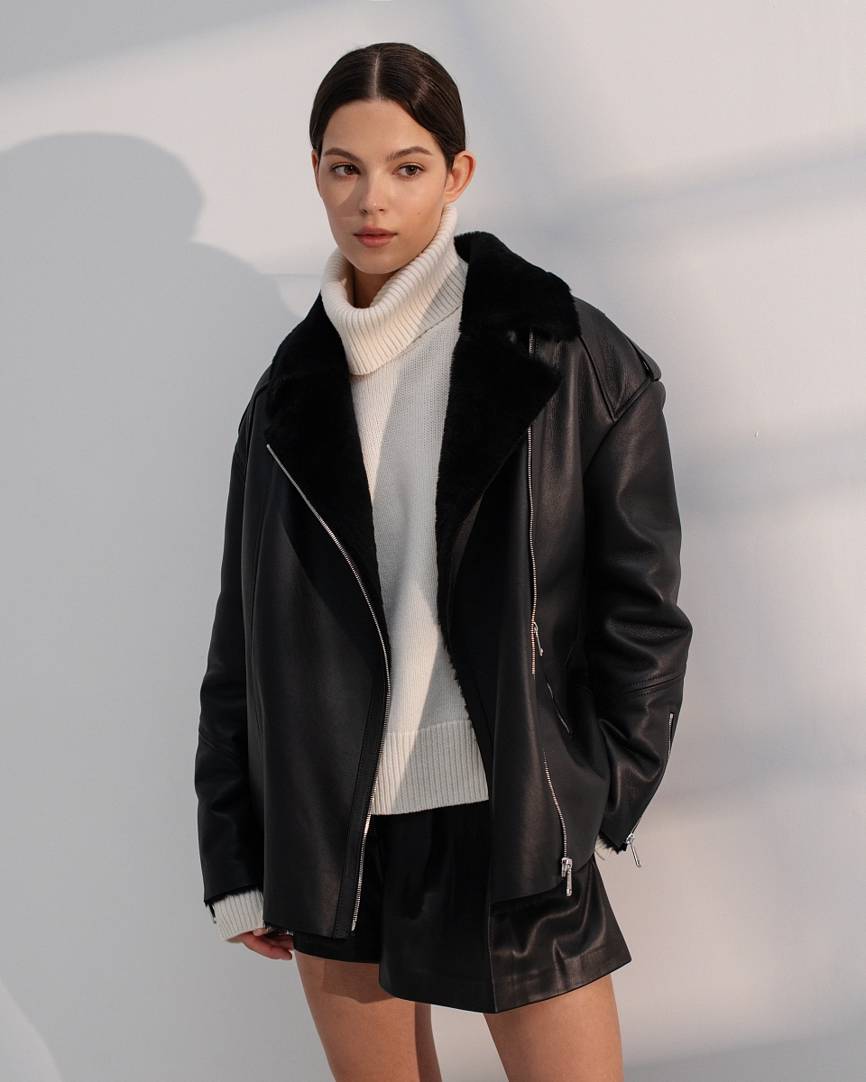 Дубленка Авиатор BLACK