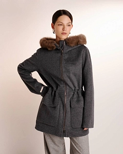 Кашемировая парка с мехом соболя