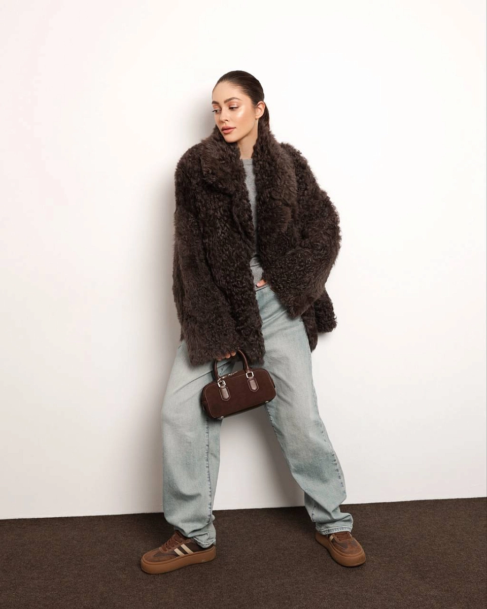 Двустороняя шуба дубленка из овчины  