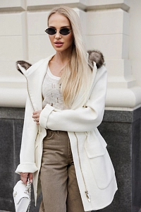 Кашемировая парка с мехом соболя 