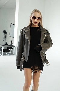 Куртка кожаная косуха винтажная BISCUIT