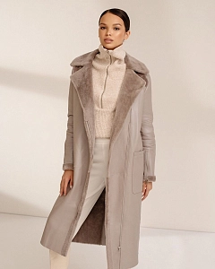 Дубленка длинная на молнии PURPLE