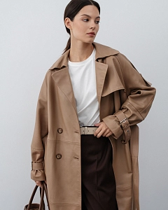 Кожаный тренч CARAMEL