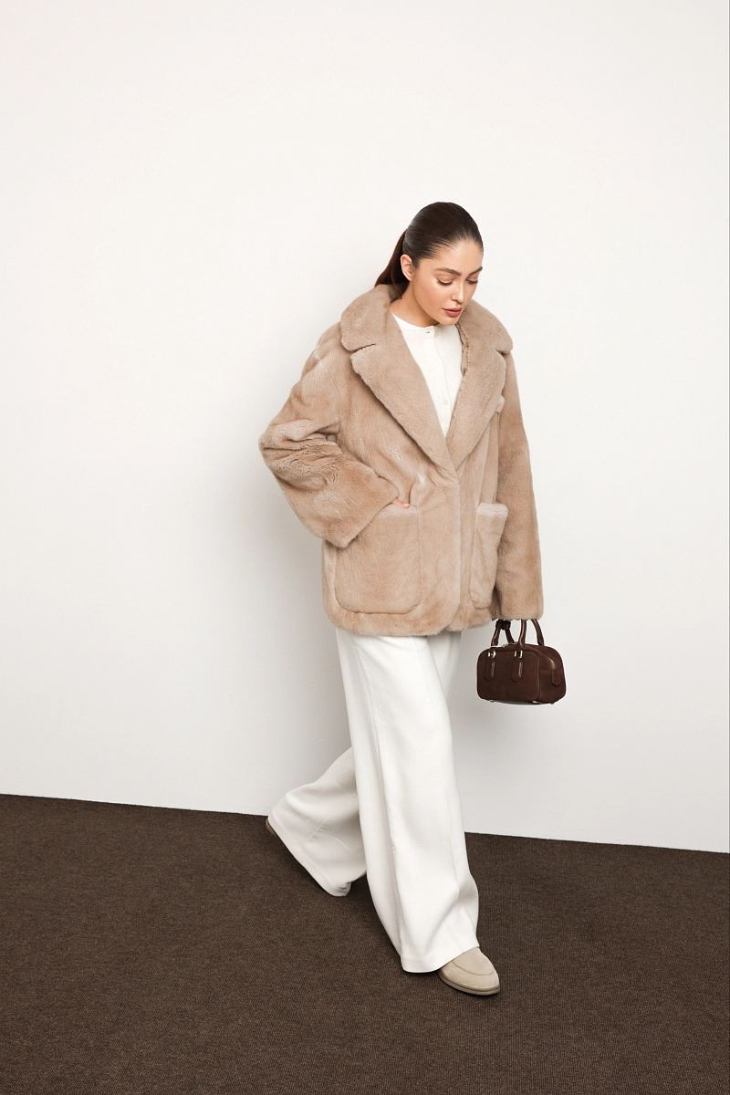 Норковая шуба жакет крем-брюле