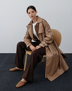 Кожаный тренч CARAMEL