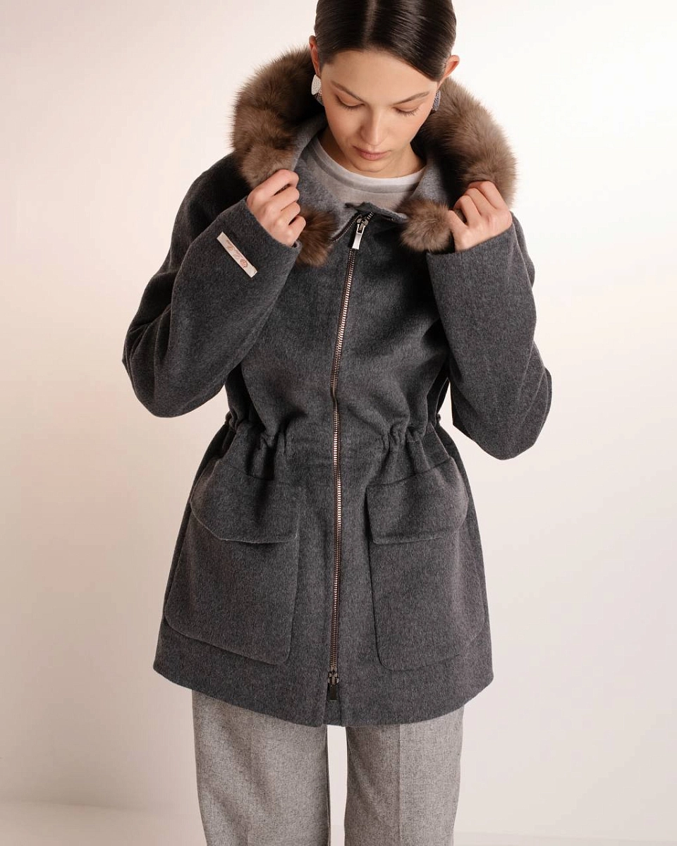 Кашемировая парка с мехом соболя
