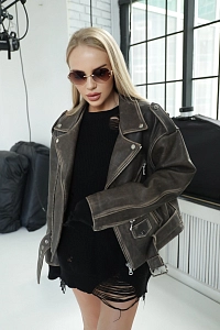 Куртка кожаная косуха винтажная BISCUIT