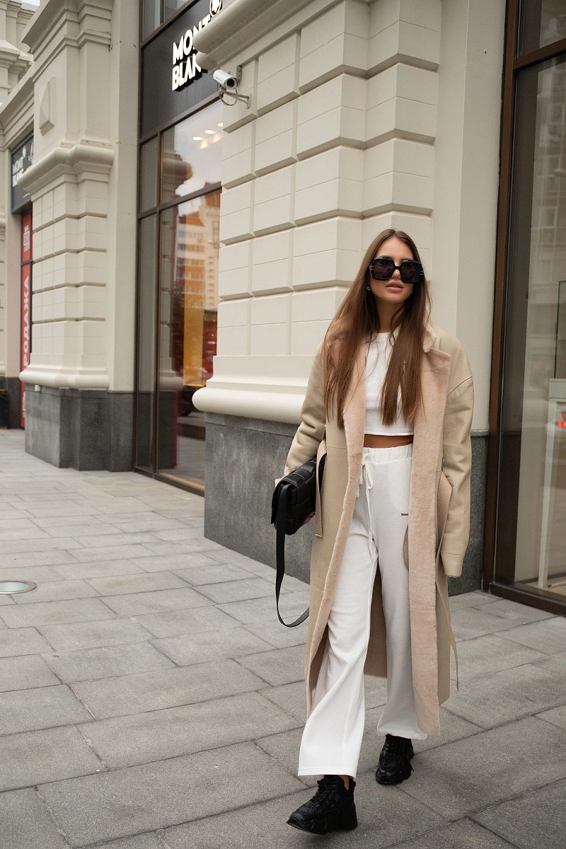 Дубленка халат  IVORY