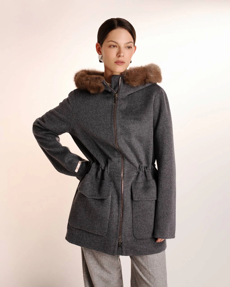 Кашемировая парка с мехом соболя