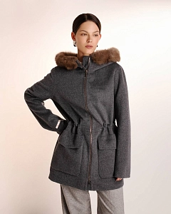 Кашемировая парка с мехом соболя