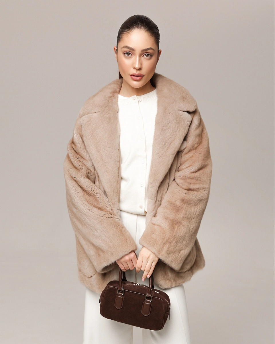 Норковая шуба жакет крем-брюле