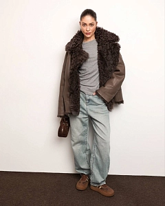 Двустороняя шуба дубленка из овчины  