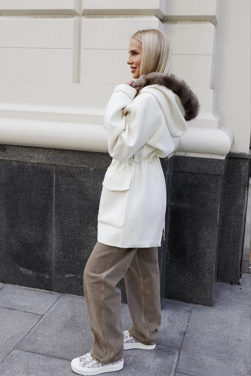 Кашемировая парка с мехом соболя 