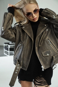 Куртка кожаная косуха винтажная BISCUIT