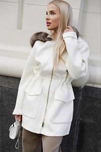 Кашемировая парка с мехом соболя 