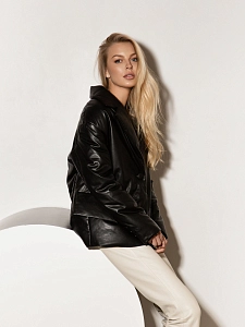 Кожаная утеплённая куртка BLACK