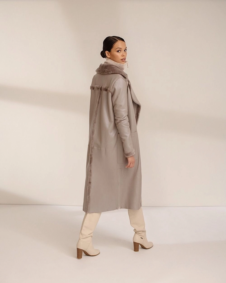 Дубленка длинная на молнии PURPLE