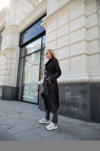 Кожаный тренч BLACK