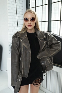 Куртка кожаная косуха винтажная BISCUIT