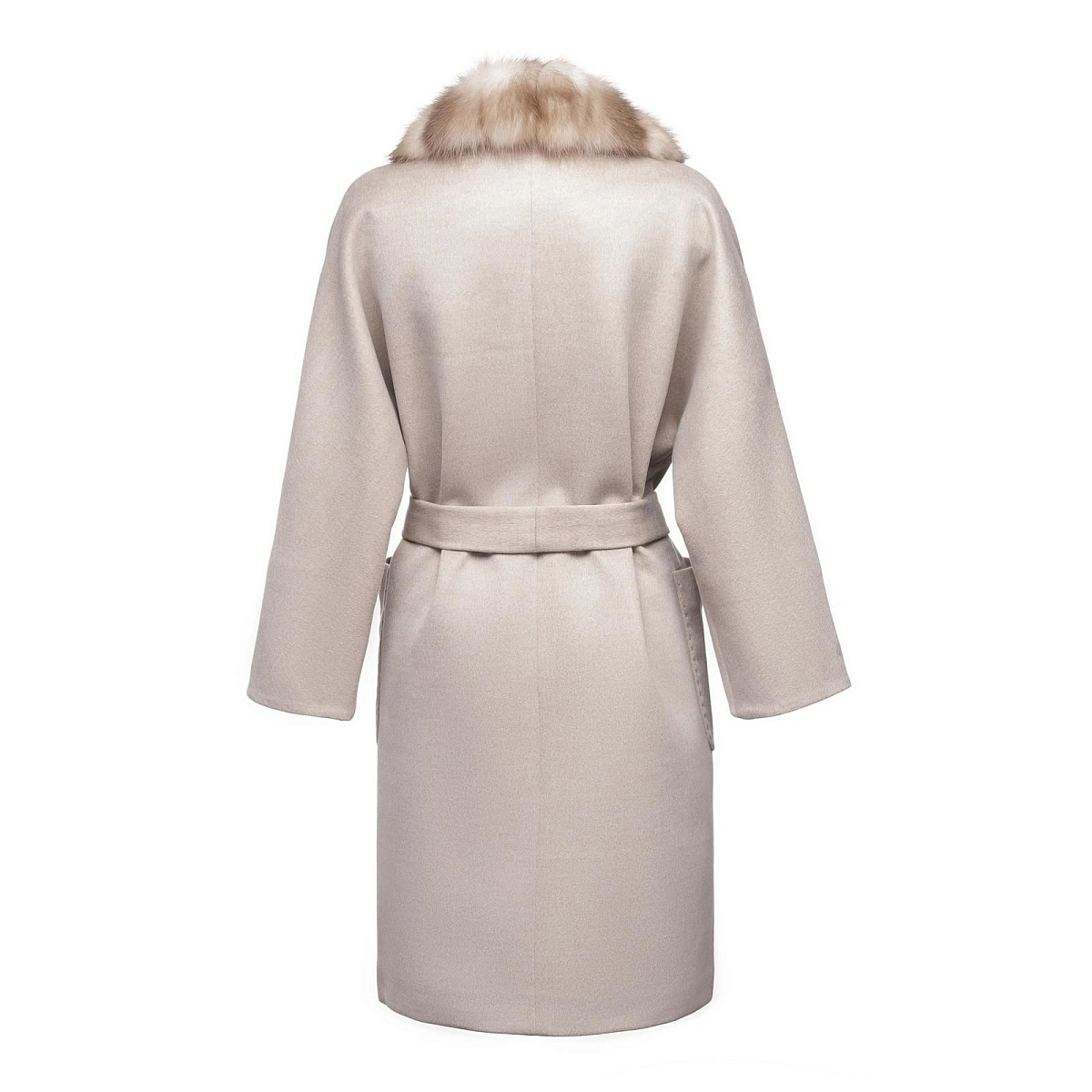 Пальто кашемировое с меховым воротником из куницы