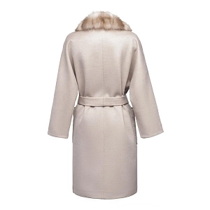 Пальто кашемировое с меховым воротником из куницы