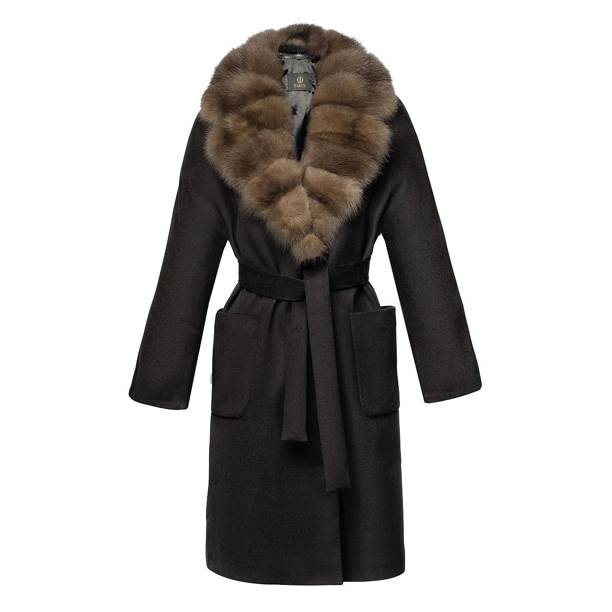 Пальто утепленное с мехом соболя