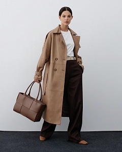 Кожаный тренч CARAMEL