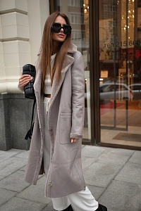 Дубленка длинная на молнии PURPLE