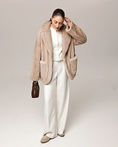 Норковая шуба жакет крем-брюле