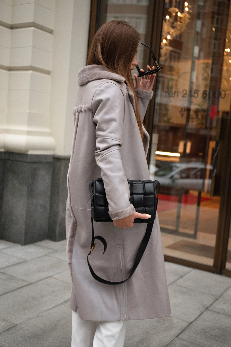 Дубленка длинная на молнии PURPLE