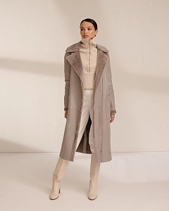 Дубленка длинная на молнии PURPLE