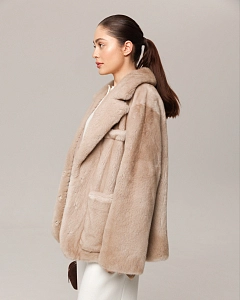 Норковая шуба жакет крем-брюле