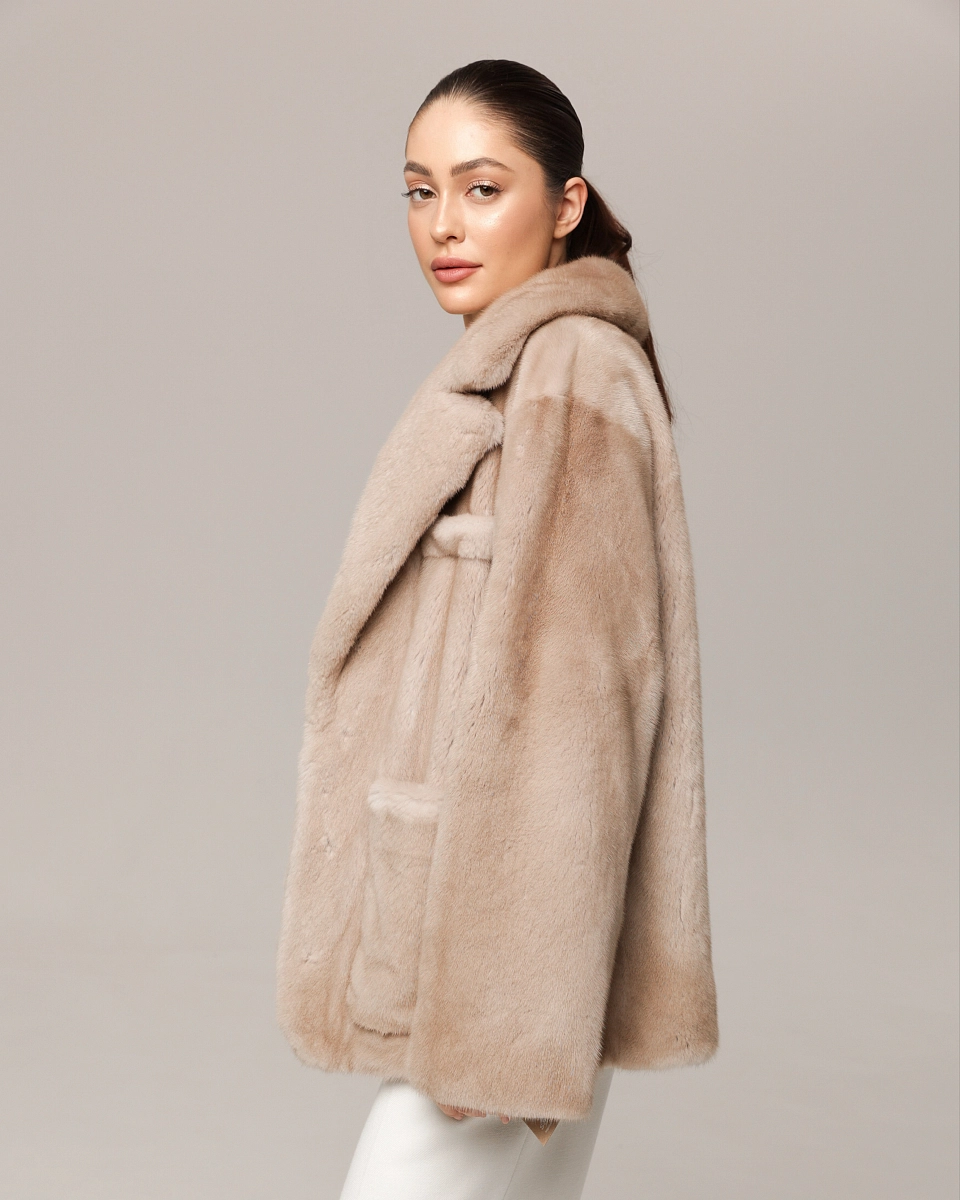 Норковая шуба жакет крем-брюле