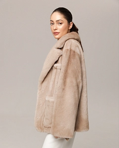 Норковая шуба жакет крем-брюле