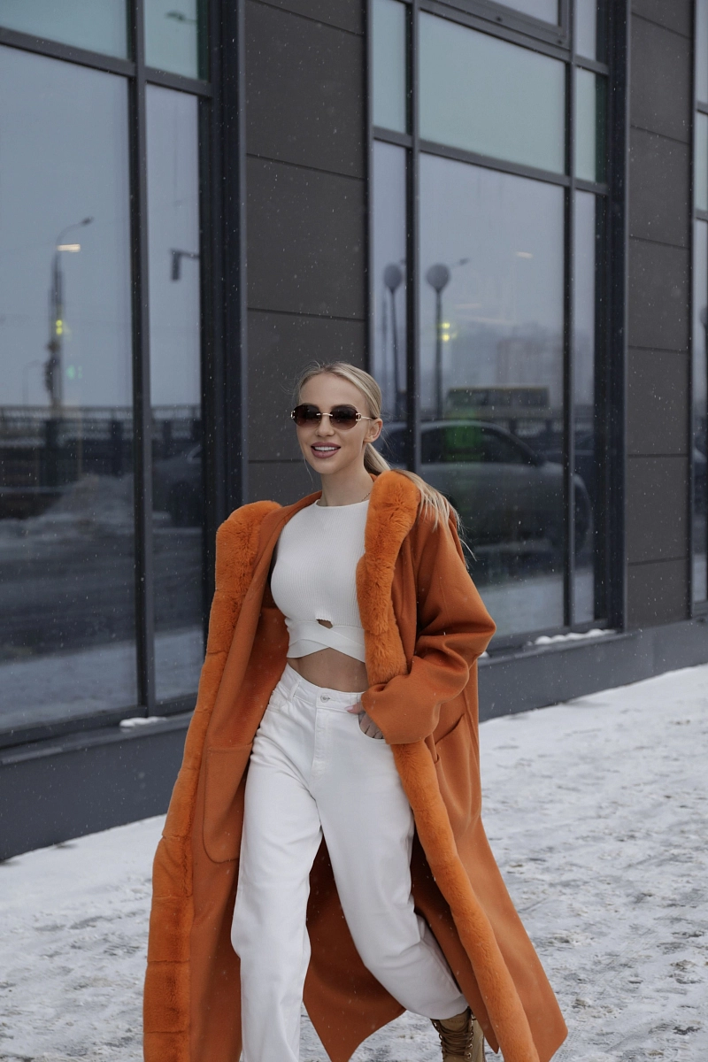 Пальто кашемировое двустороннее с капюшоном