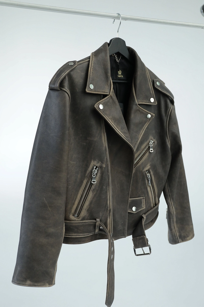 Куртка кожаная косуха винтажная BISCUIT