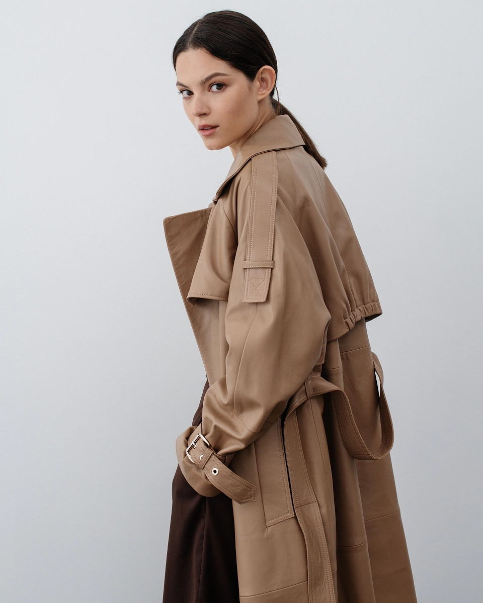 Кожаный тренч CARAMEL