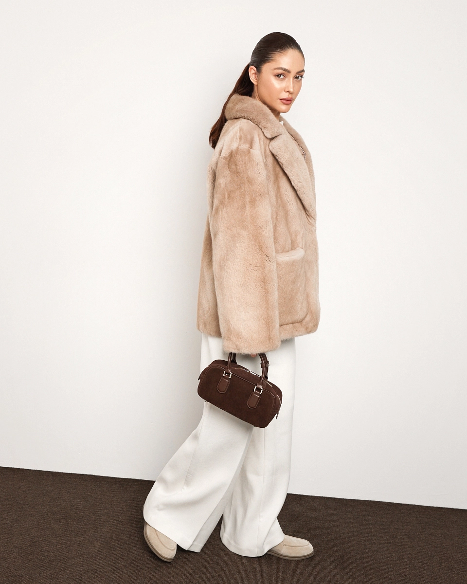 Норковая шуба жакет крем-брюле