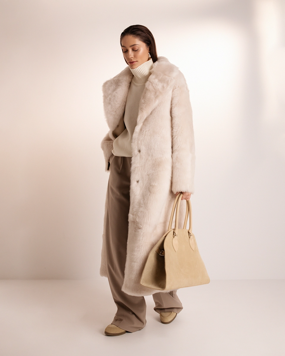 Двустороняя шуба из кашемировой овчины 