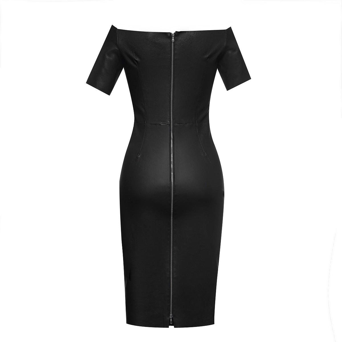 Кожаное платье-футляр с молнией